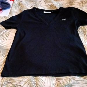 Lacoste ribbed black T-shirt in size 38